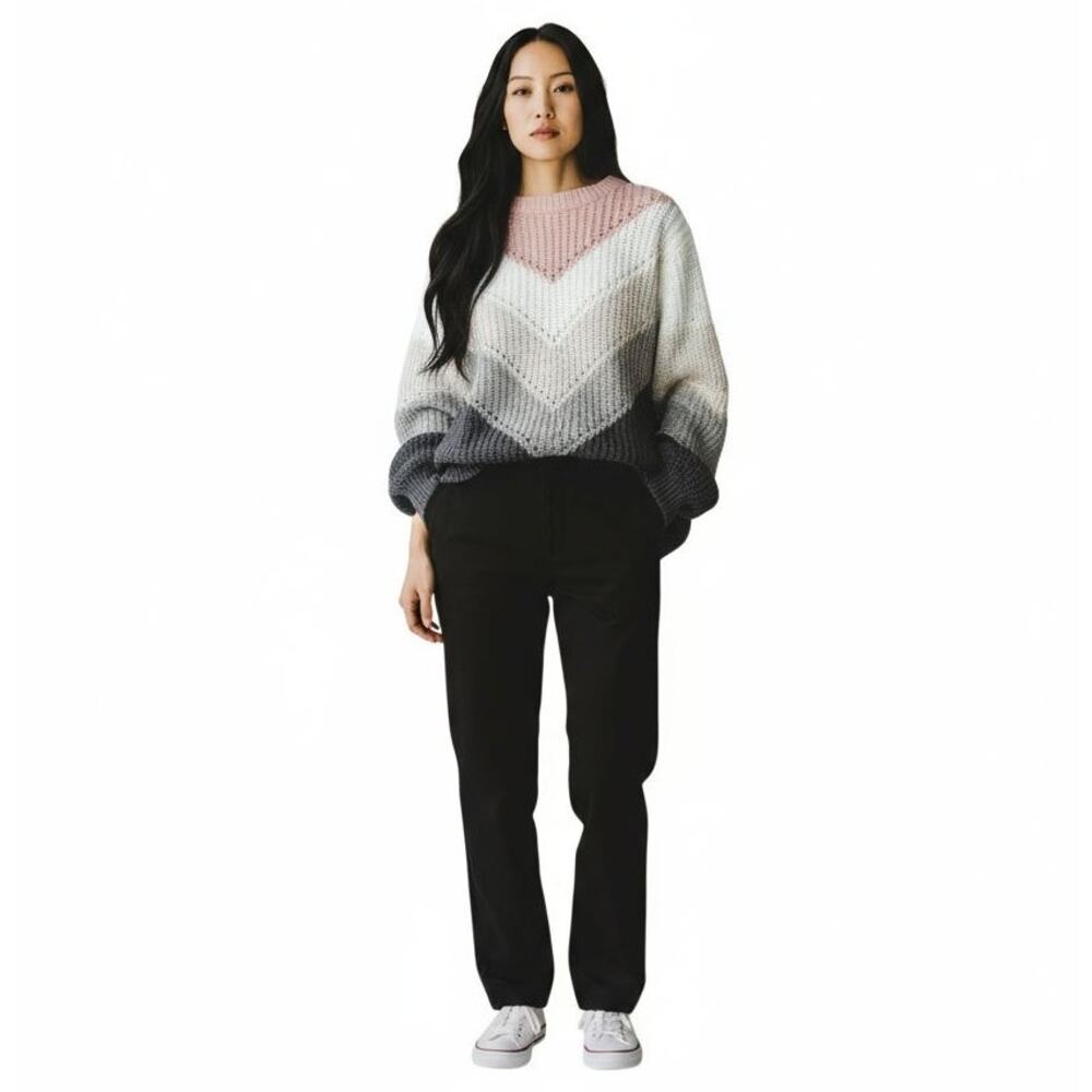 Torrid Color Block Chevron Stripe Pointelle Sweater Size 1